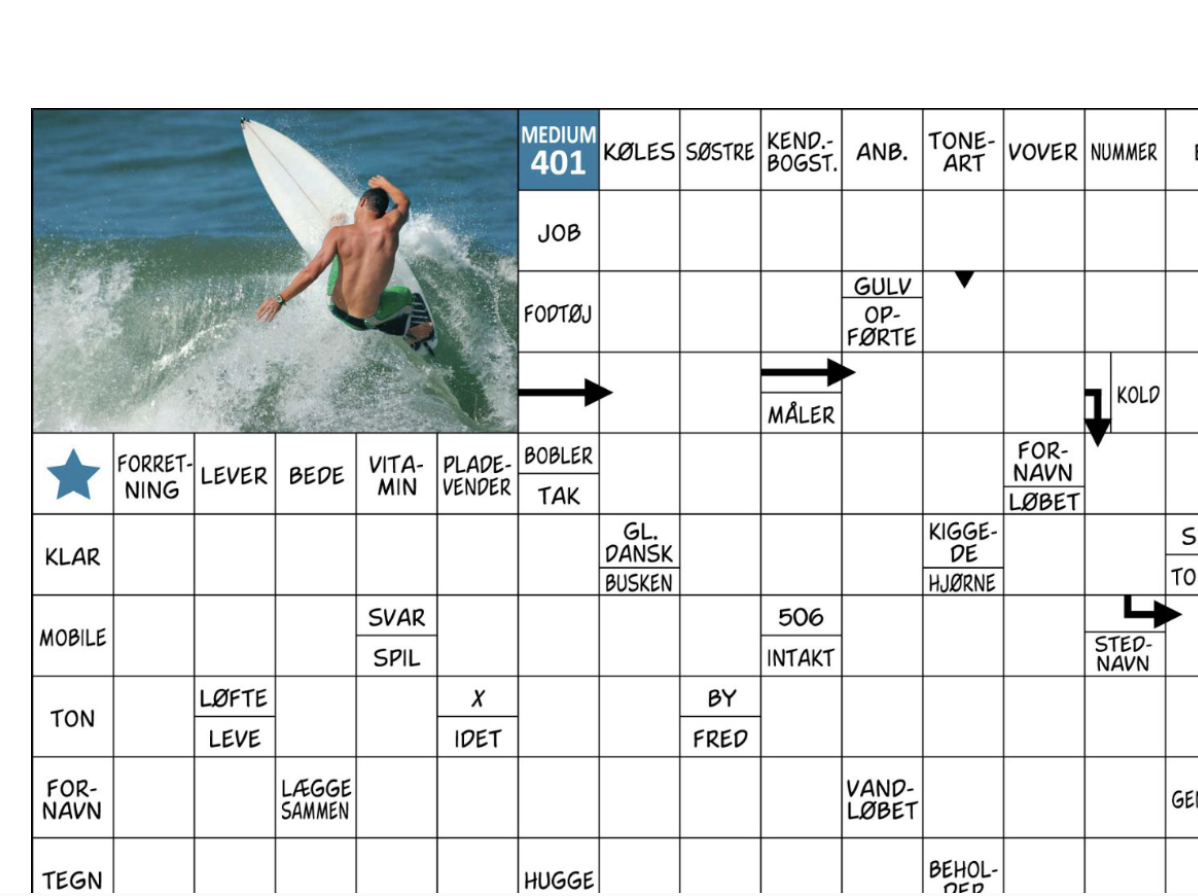 Krydsord i 5 sværhedsgrader - løs gratis kryds og tværs online